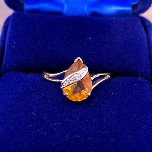 Orange Sterling Silver Boscov's Zircon Ring Vintage with mystery gift 🎁